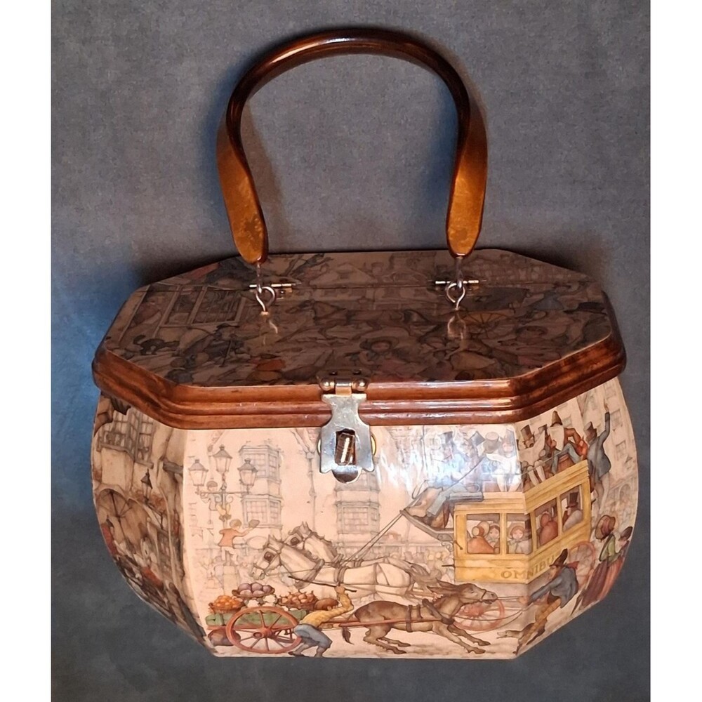 Vintage Anton Pieck Purse Wooden Box Dutch Village
